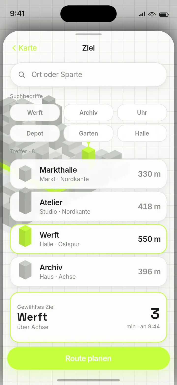 Vektor: Zielsuche mit Vorschlägen.